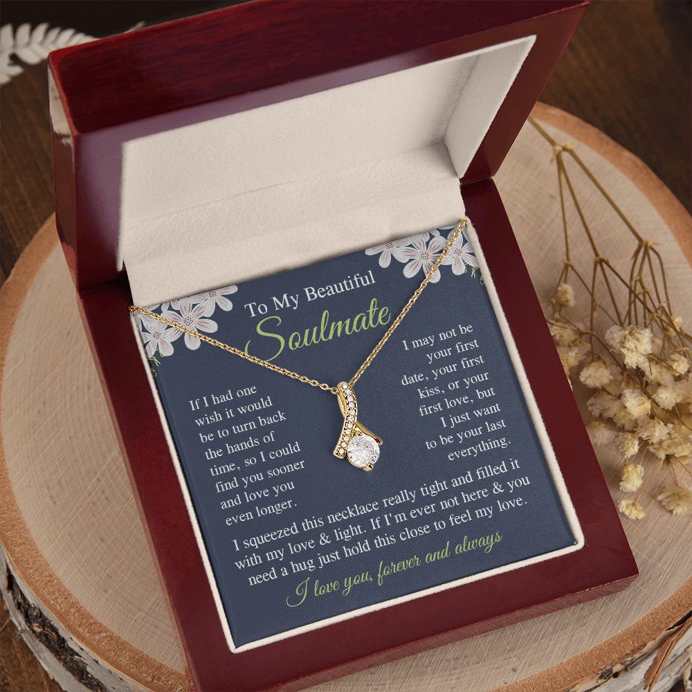 Soulmate Necklace Gift for Her, Soulmate Jewelry, Necklace for Future Soulmate, Valentine Anniversary Jewelry for Wife Necklace Gifts from Husband - Soulmate Gift Necklace with Message Card and Gift Box Allruing Necklace