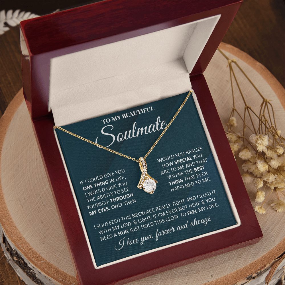 Couples Gifts, To My Beautiful Soulmate Necklace From Husband, Valentine For Wife From Husband, Wife Wedding From Husband, To My Wife, Necklace Custom Name Message Card and Gift Box Styles on Birthday, Christmas, Wedding, Anniversary Allruing Necklace