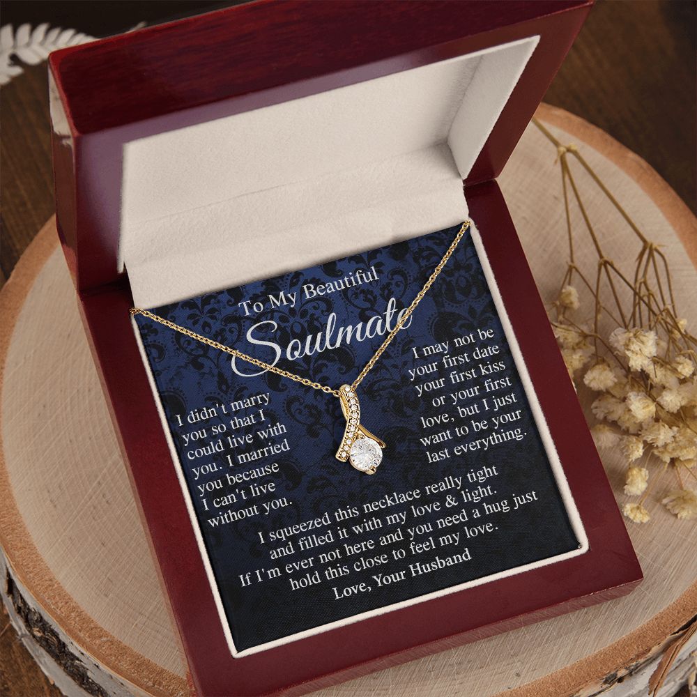 Soulmate Necklace Gift From Husband, Anniversary Romantic Gifts for Wife from Husband, Soulmate Valentine Gifts Message Card and Necklace Gifts Box Gift Box Styles on Birthday, Wedding, Anniversary, Valentine Allruing Necklace