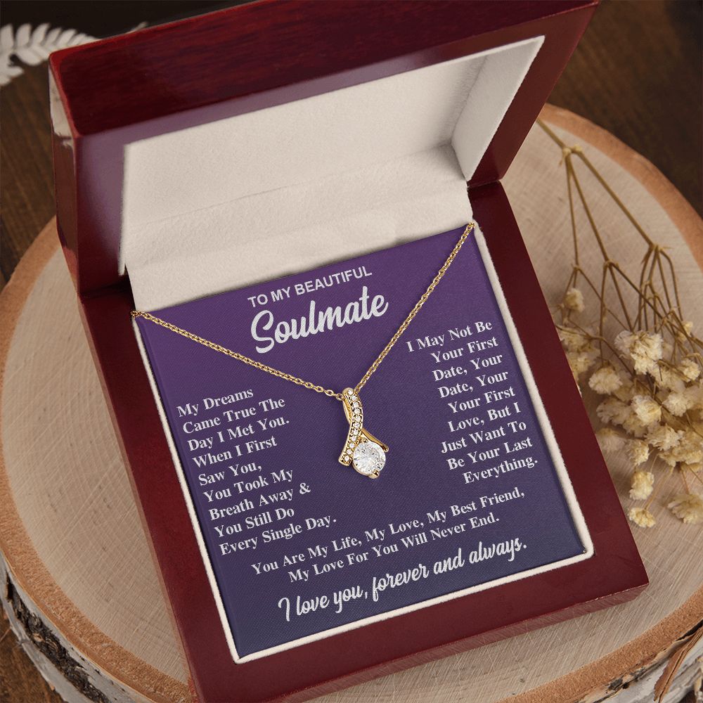 To My Soulmate Necklace Gift for Her, Soulmate Jewelry, Necklaces for Wife from Husband, Valentine To My Wife Necklace, Soulmate Gifts, Necklace Message Card and Gift Box Styles on Birthday, Wedding, Anniversary, Valentine Allruing Necklace
