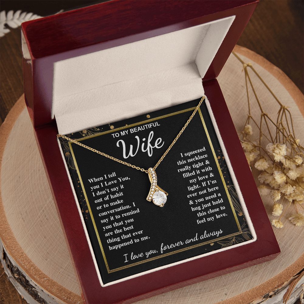 To My Beautiful Wife Necklace Gift for Her, Soulmate for Wife Valentine Gifts from Husband, Wedding for Women, Soulmate Gifts, Message Card and Necklace Gifts Box Gift Box Styles on Birthday, Wedding, Anniversary, Valentine Allruing Necklace