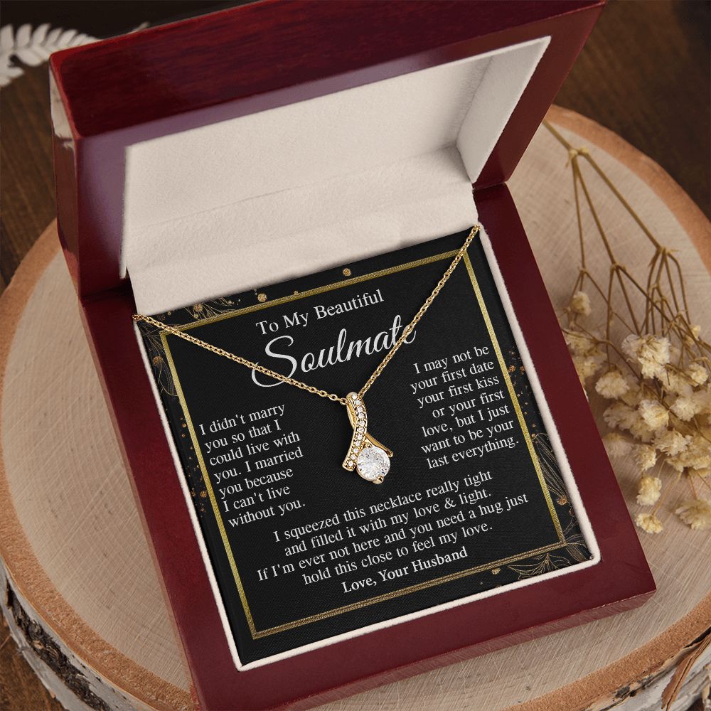 Soulmate Necklace Gift From Husband, Anniversary Romantic Gifts for Soulmate from Husband, Wife Wedding Gifts Message Card and Necklace Gifts Box Gift Box Styles on Birthday, Wedding, Anniversary, Valentine Allruing Necklace
