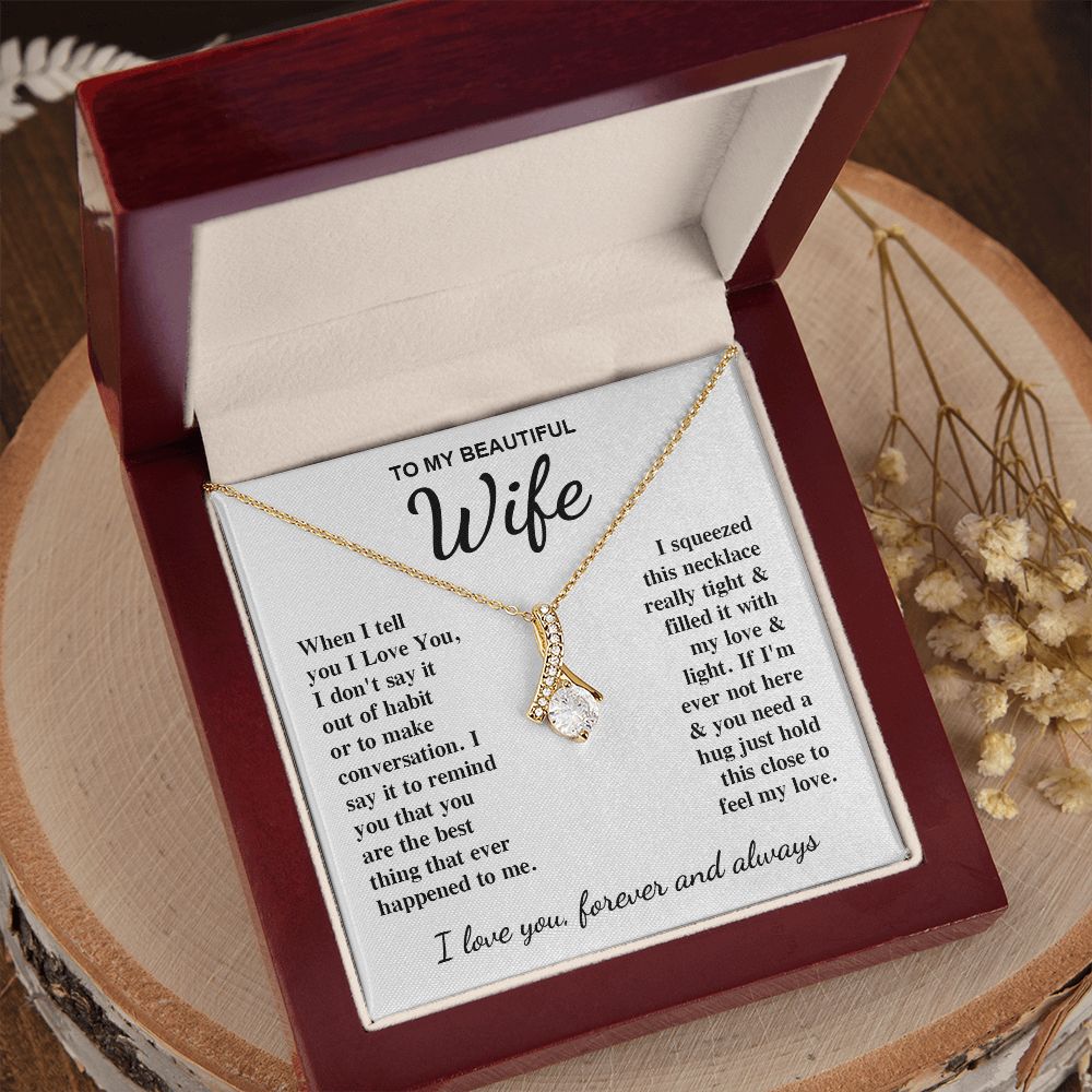 To My Beautiful Wife Necklace Gift for Her, Soulmate for Wife Birthday Gifts from Husband, Anniversary for Women, Soulmate Gifts, Message Card and Necklace Gifts Box Gift Box Styles on Birthday, Wedding, Anniversary, Valentine Allruing Necklace
