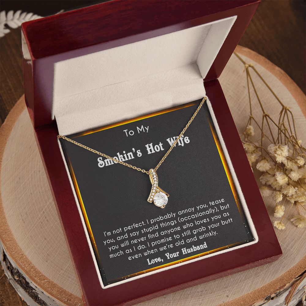 to My Smokin Hot Wife Necklace Future Wife Gifts, Promise Necklace For Her, Fiance Gifts For Her, Valentine Birthday Gifts For Future Wife With Message Card Box LED, Soulmate Necklace For Women, To My Wife Necklace Allruing Necklace