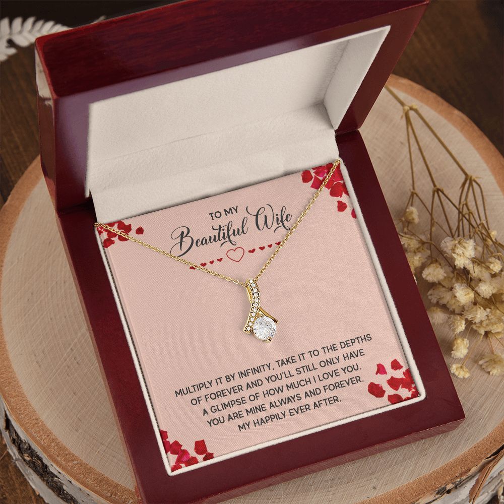 Couples Gifts, To My Beautiful Wife Necklace Gifts From Husband, Wedding Anniversary Jewelry For Wife From Husband, Wife Birthday From Husband, To My Soulmate Message Card and Gift Box styles On Birthday, Christmas, Anniversary  Allruing Necklace