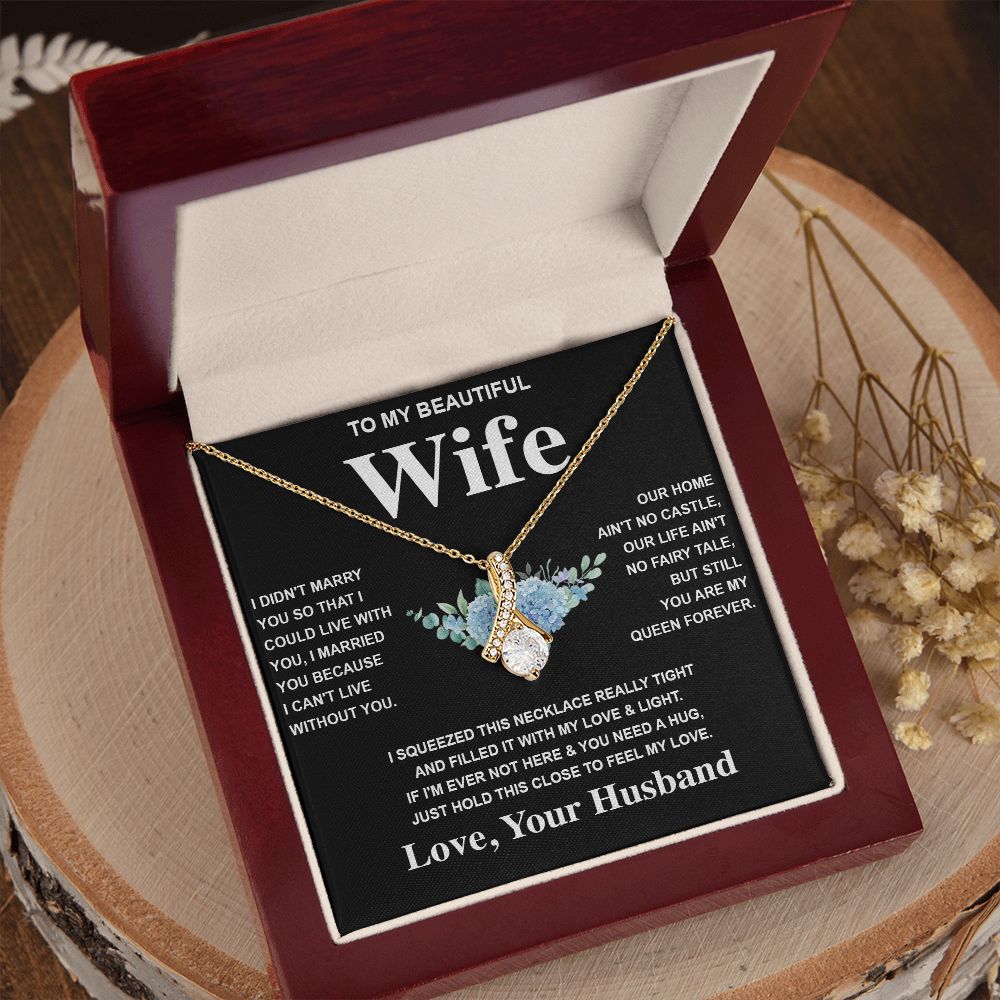 Wife Necklace Gift From Husband To My Badass Wife Pendant Valentines Day Anniversary Jewelry with Message Card and Gift Box. Gift for Wife. Necklace Gift Set for Wife Allruing Necklace