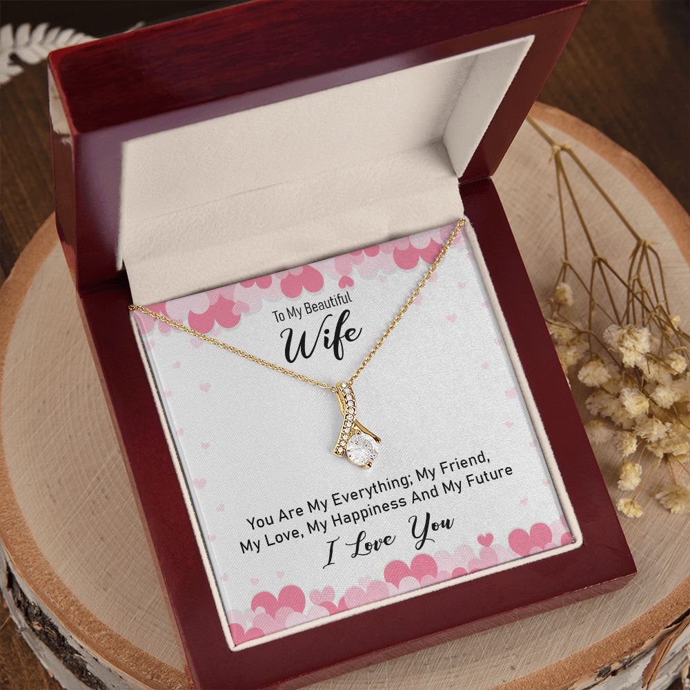 Couples Gifts Necklace To My Beautiful Wife Necklace Gifts For My Wife, I Love You, Love Knot Meaningful Necklace Message Card and Gift Box Styles on Birthday, Christmas, Anniversary Allruing Necklace