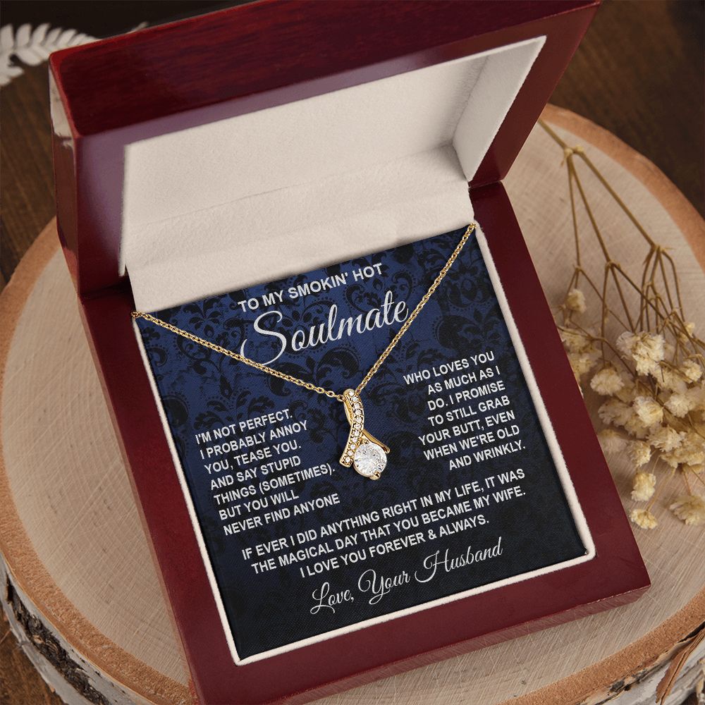 Soulmate Necklace Gifts from Husband, Wedding Gifts for Wife from Husband, Wife Valentine Gifts from Husband, To My Wife Necklace Message Card and Necklace Gifts Box Gift Box Styles on Birthday, Wedding, Anniversary, Valentine Allruing Necklace