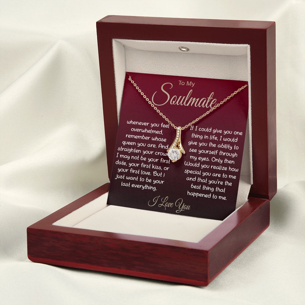 To My Soulmate Necklace For Women, Couple Gifts For Girlfriend, Valentine Christmas Presents For Girlfriend, Valentine Necklace Gifts For Wife, Women Romantic Jewelry For Her Vanlentine Day's Message Card and Gift Box Styles ALLURING