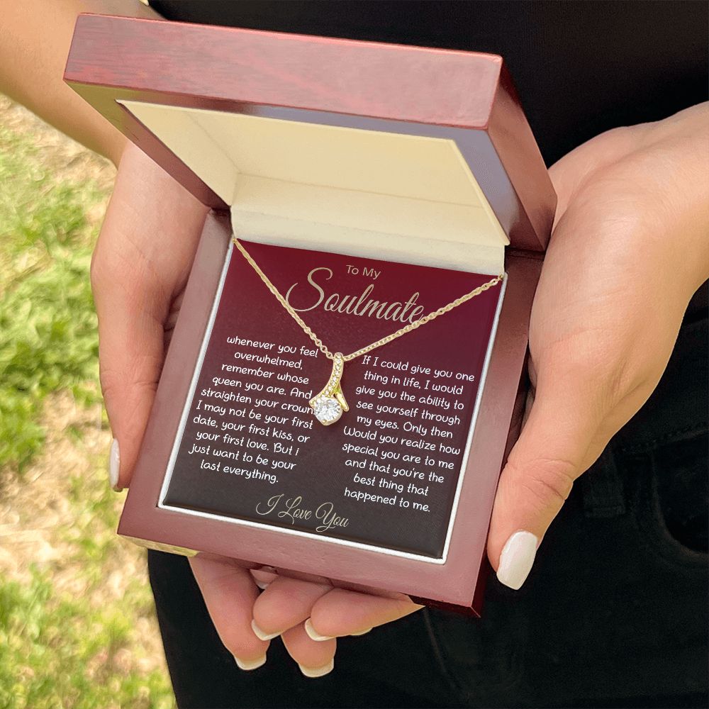 To My Soulmate Necklace For Women, Couple Gifts For Girlfriend, Valentine Christmas Presents For Girlfriend, Valentine Necklace Gifts For Wife, Women Romantic Jewelry For Her Vanlentine Day's Message Card and Gift Box Styles ALLURING