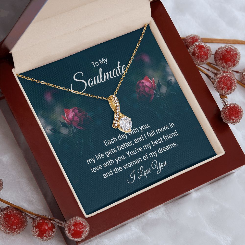 To My Soulmate Necklace for her Jewelry For Her Couples Gifts Necklaces For Soul Mate Christmas Jewelry, Dear Wife, Forever & Always, Love Knot Meaningful Necklace Message Card and Gift Box Styles on Birthday, Christmas, Anniversary Allruing Necklace
