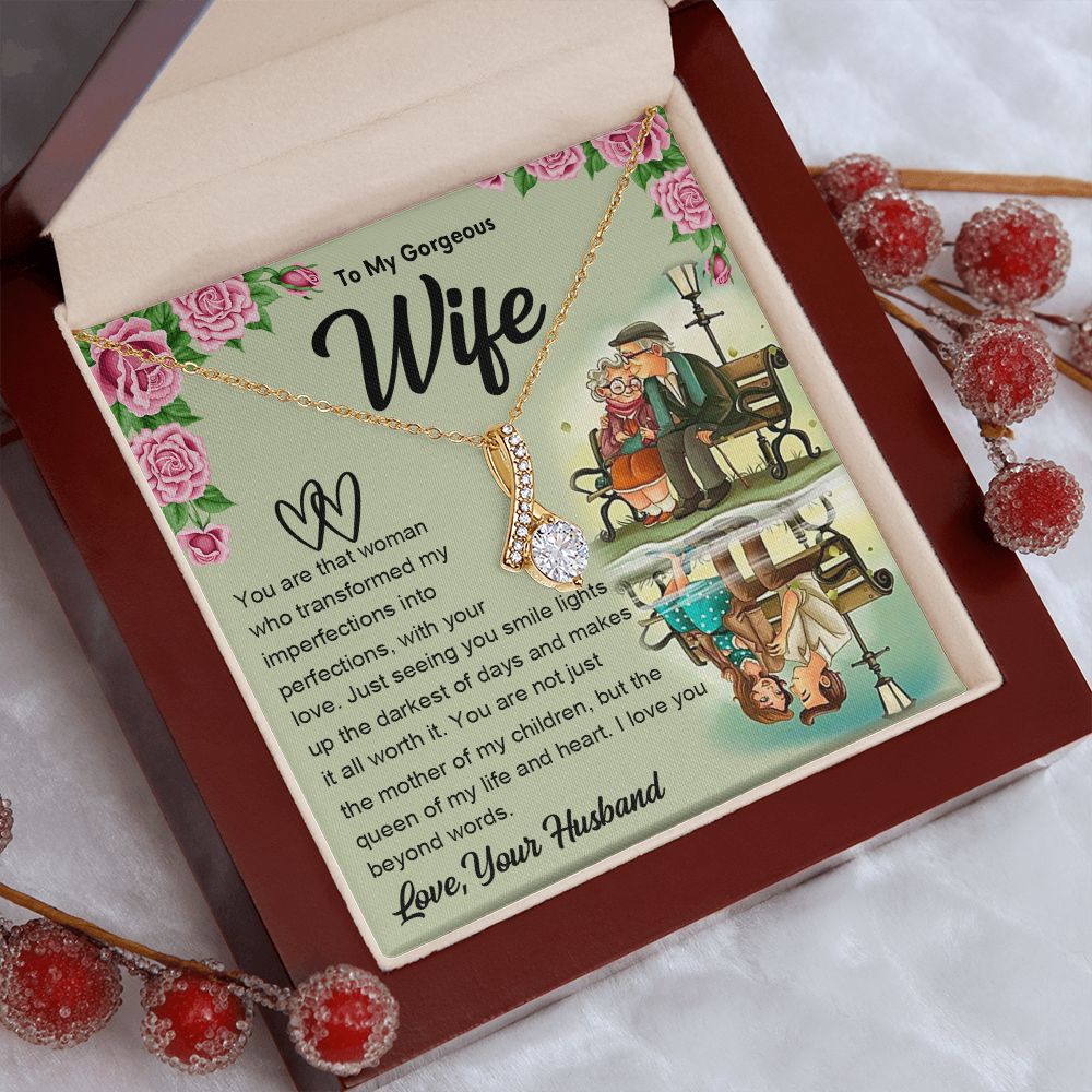 Couples Gifts Necklace To My Soulmate Necklace Gifts For My Wife with Future Wife Soulmate Girlfriend Necklaces Customer Name Message Card and Gift Box styles On Birthday, Christmas, Anniversary Allruing Necklace