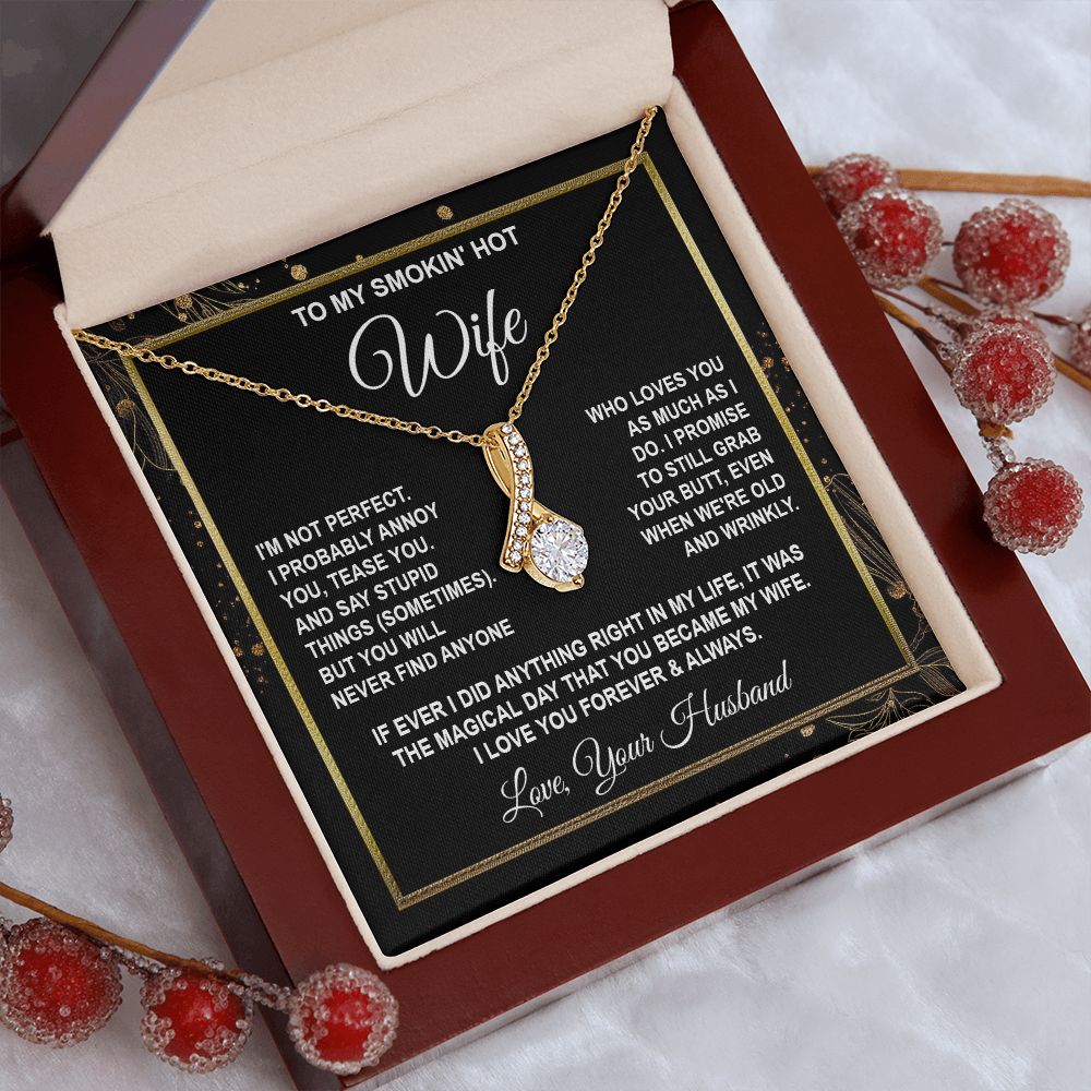 Wife Necklace Gifts from Husband, Anniversary Gifts for Wife from Husband, Wife Valentine Gift from Husband, To My Wife Necklace Message Card and Necklace Gifts Box Gift Box Styles on Birthday, Wedding, Anniversary, Valentine Allruing Necklace