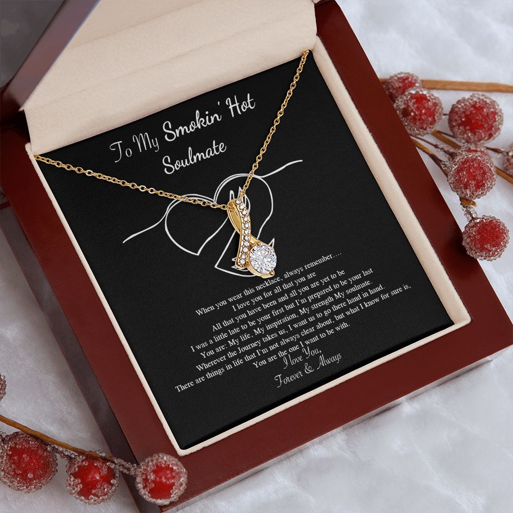 Couples Gifts Necklace To My Hot Soulmate Necklace, Necklace Gifts For Wife From Husband Jewelry Romantic Gifts For My Wife Necklace Custom Name Message Card and Gift Box Styles on Birthday, Christmas, Wedding, Anniversary, Valentine Allruing Necklace