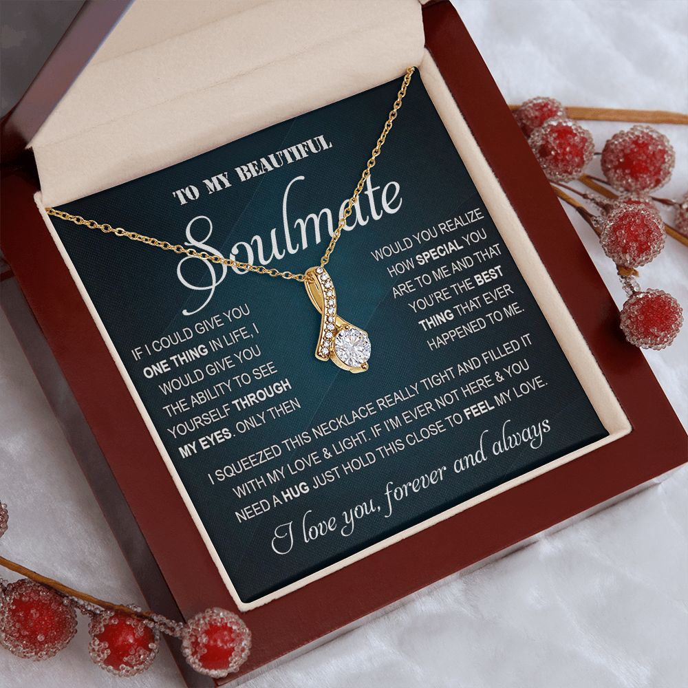 Personalized Valentine Gift For Wife, To My Soulmate Necklace For Women, Soulmate Necklace, To My Wife Necklace From Husband, Necklace Custom Name Message Card and Gift Box Styles on Birthday, Christmas, Wedding, Anniversary Allruing Necklace