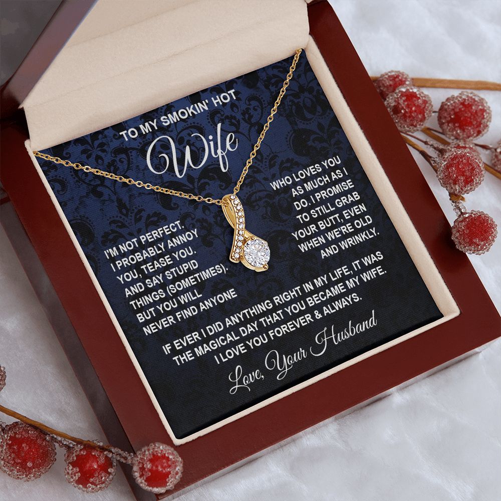 Wife Necklace Gifts from Husband, Wedding Gifts for Wife from Husband, Wife Valentine Gifts from Husband, To My Wife Necklace Message Card and Necklace Gifts Box Gift Box Styles on Birthday, Wedding, Anniversary, Valentine Allruing Necklace
