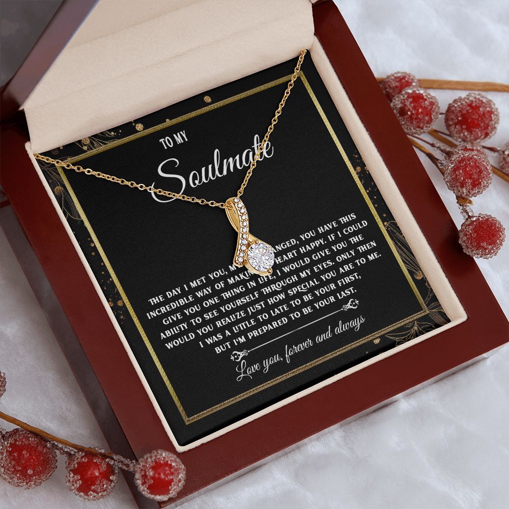 To My Soulmate Necklace, Necklaces For Wife from Husband, Soulmate Necklace to My Beautiful Wife, Necklace For Soulmate with Message Card and Necklace Gift Box Gift Box Styles on Birthday, Christmas, Wedding, Anniversary, Valentine Allruing Necklace