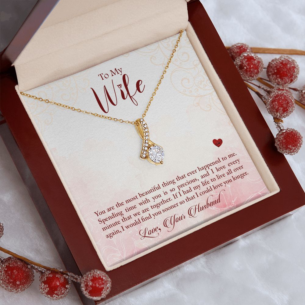 Couples Gifts,My Wife Girlfriend Necklace Gifts From Husband, Wedding Anniversary Jewelry For Wife From Husband, Wife Birthday From Husband, To My Beautiful Wife Girlfriend Message Card and Gift Box styles On Birthday, Christmas, Anniversary  Allruing Nec