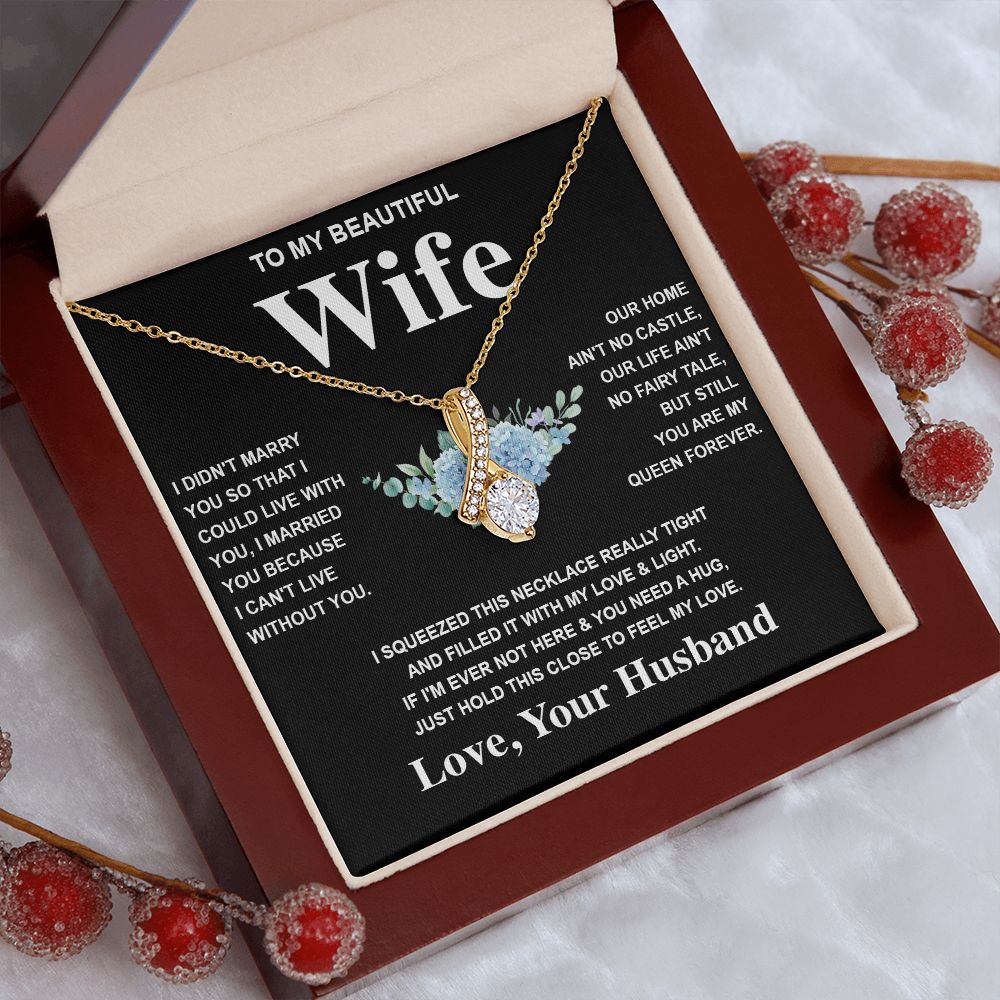 Wife Necklace Gift From Husband To My Badass Wife Pendant Valentines Day Anniversary Jewelry with Message Card and Gift Box. Gift for Wife. Necklace Gift Set for Wife Allruing Necklace