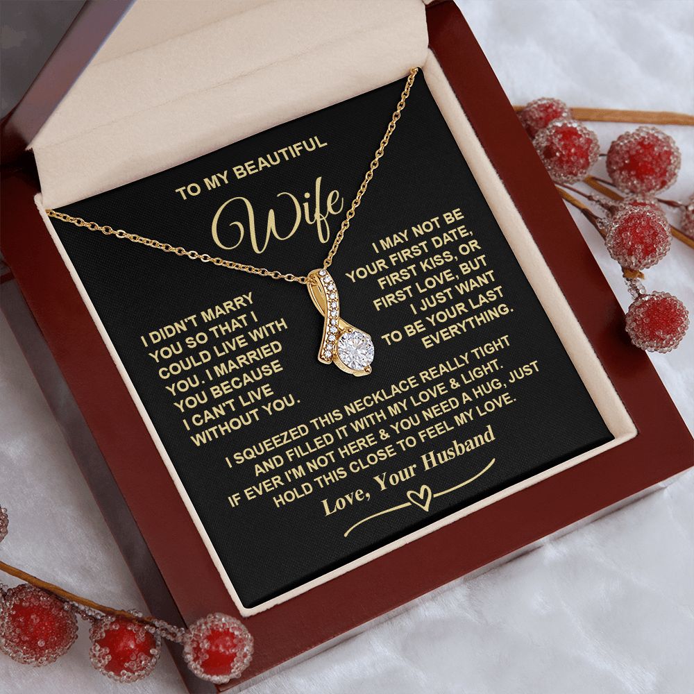 Wife Necklace Gifts from Husband, Gifts for Wife Birthday Gifts from Husband, Necklaces for Wife from Husband to My Wife Message Card and Necklace Gift Box Gift Box Styles on Birthday, Christmas, Wedding, Anniversary, Valentine Allruing Necklace