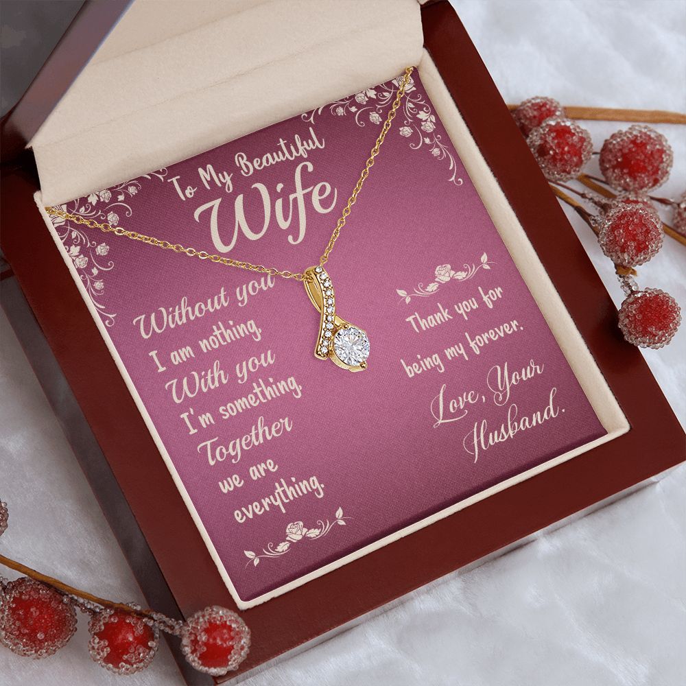 Couples Gifts,To My Wife Girlfriend Necklace Gifts From Husband, Wedding Anniversary Jewelry For Wife From Husband, Wife Birthday From Husband, To My Beautiful Wife Girlfriend Message Card and Gift Box styles On Birthday, Christmas, Anniversary  Allruing