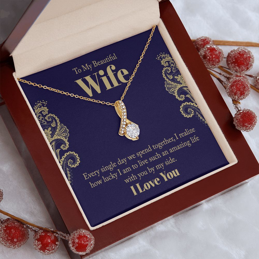 To My Beautiful Wife, Love Knot Necklace Gifts For Wife From Husband, To My Soulmate Necklace For Women, To My Wife Necklace Wedding Anniversary, I Love You, Meaningful Necklace Message Card and Gift Box Styles on Birthday, Christmas, Anniversary Allruing