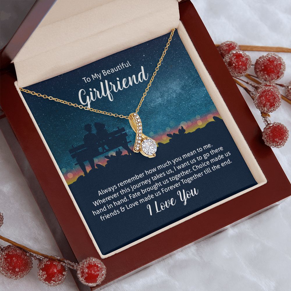 Couples Gifts Necklace To My Beautiful Girlfriend Necklace Gifts For My Wife, I Love You, Love Knot Meaningful Necklace Message Card and Gift Box Styles on Birthday, Christmas, Anniversary Allruing Necklace