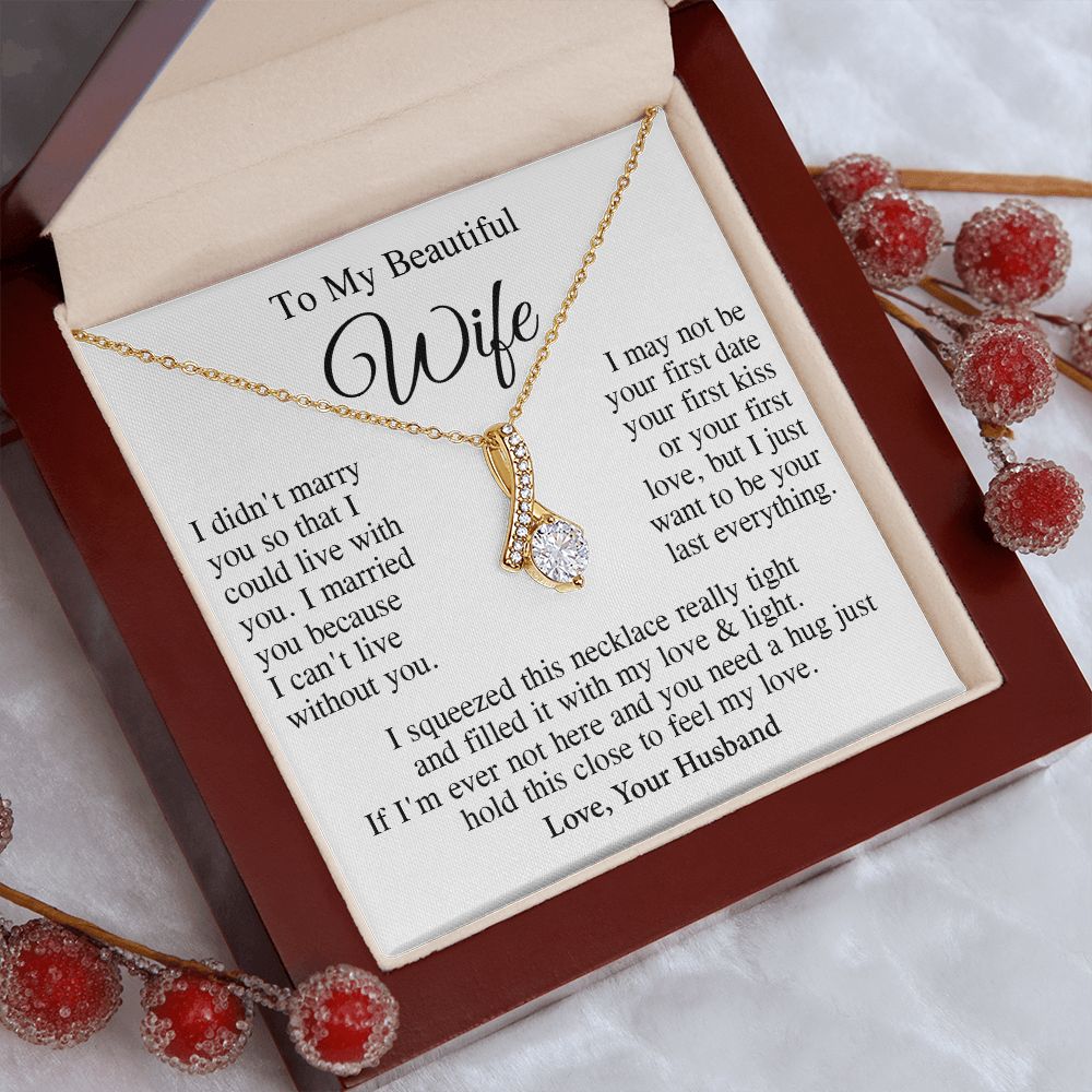 Wife Necklace Gift From Husband, Wedding Anniversary Romantic Gifts for Wife from Husband, Wife Birthday Gifts Message Card and Necklace Gifts Box Gift Box Styles on Birthday, Wedding, Anniversary, Valentine Allruing Necklace