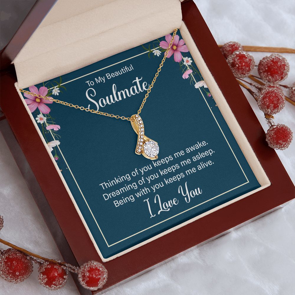 To My Beautiful Soulmate Necklace for her Jewelry For Her Couples Gifts Necklaces For Soul Mate Christmas Jewelry, Love Knot Meaningful Necklace Message Card and Gift Box Styles on Birthday, Christmas, Anniversary  Allruing Necklace