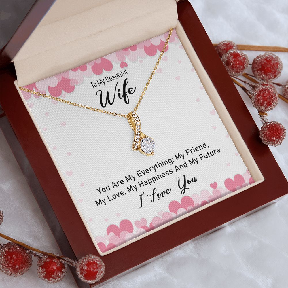 Couples Gifts Necklace To My Beautiful Wife Necklace Gifts For My Wife, I Love You, Love Knot Meaningful Necklace Message Card and Gift Box Styles on Birthday, Christmas, Anniversary Allruing Necklace