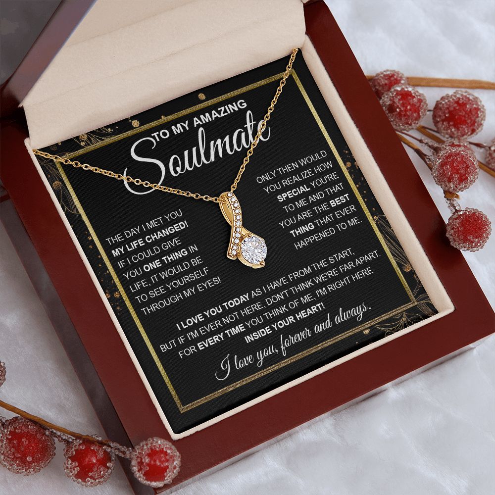 To My Amazing Solmate Necklace Gift From Husband To My Badass Wife Pendant Valentine Jewelry with Message Card and Gift Box. Gift for Wife. Necklace Gift Set for Wife Necklace Gifts Box Gift Box Styles Allruing Necklace