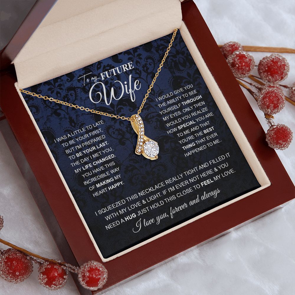 to My Future Wife Necklace Future Wife Gifts, Promise Necklace For Her, Fiance Gifts For Her, Wedding Anniversary Gifts For Future Wife With Message Card Box LED, Soulmate Necklace For Women, To My Wife Necklace Allruing Necklace
