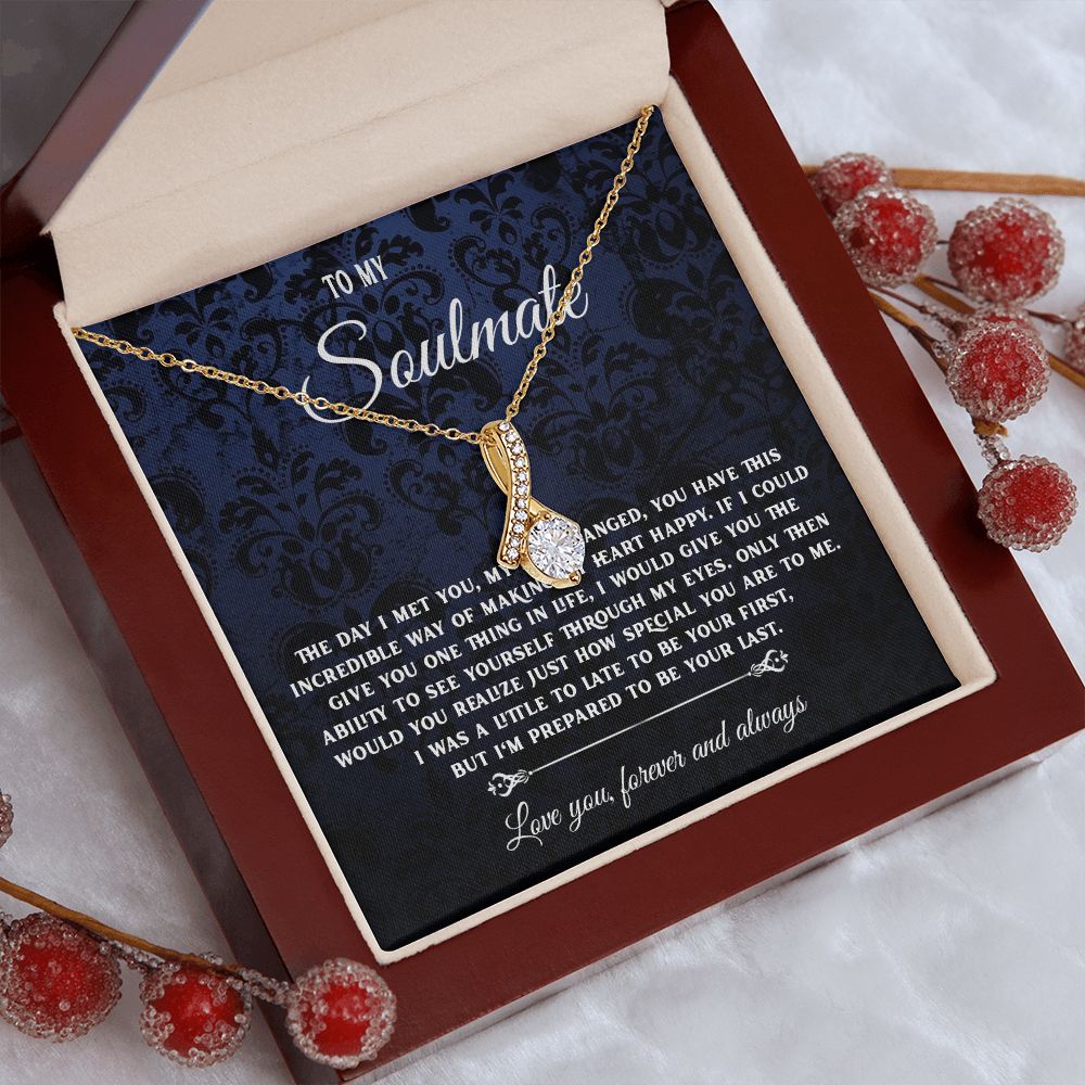 To My Soulmate Necklace Gift, Necklaces For Wife from Husband, Soulmate Necklace to My Beautiful Wife, Necklace For Soulmate with Message Card and Necklace Gift Box Gift Box Styles on Birthday, Christmas, Wedding, Anniversary, Valentine Allruing Necklace