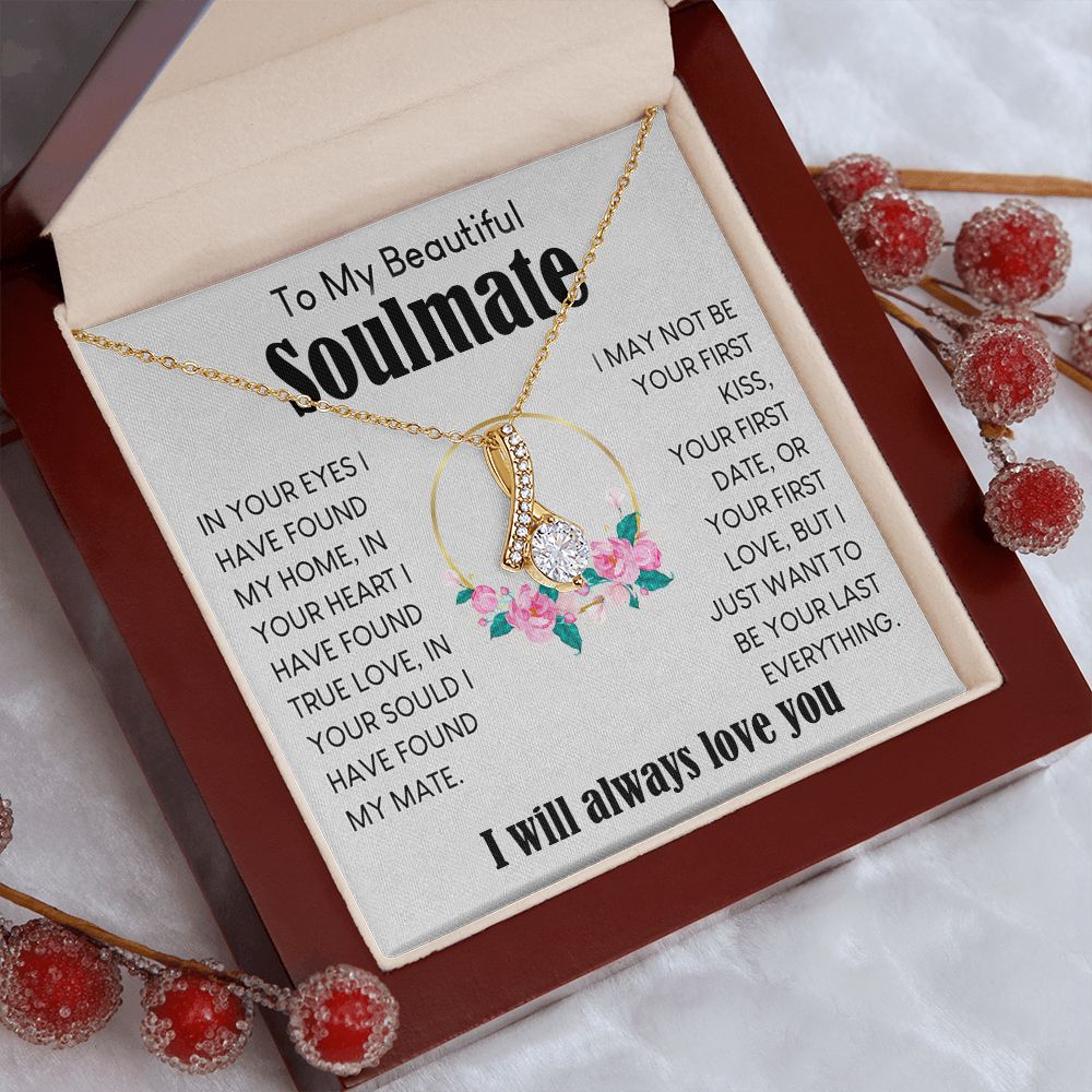 My Beautiful Soulmate Necklace To My Future Wife Gifts, Promise Necklace For Her, Fiance Gifts For Her, Valentine Gifts For Soulmate From Husband With Message Card Box LED, Soulmate Necklace For Women, To My Wife Necklace Allruing Necklace