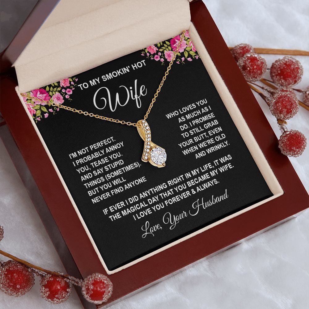 Wife Necklace Gifts from Husband, Wedding Gifts for Wife from Husband, Wife Birthday Gifts from Husband, To My Wife Necklace Message Card and Necklace Gifts Box Gift Box Styles on Birthday, Wedding, Anniversary, Valentine Allruing Necklace