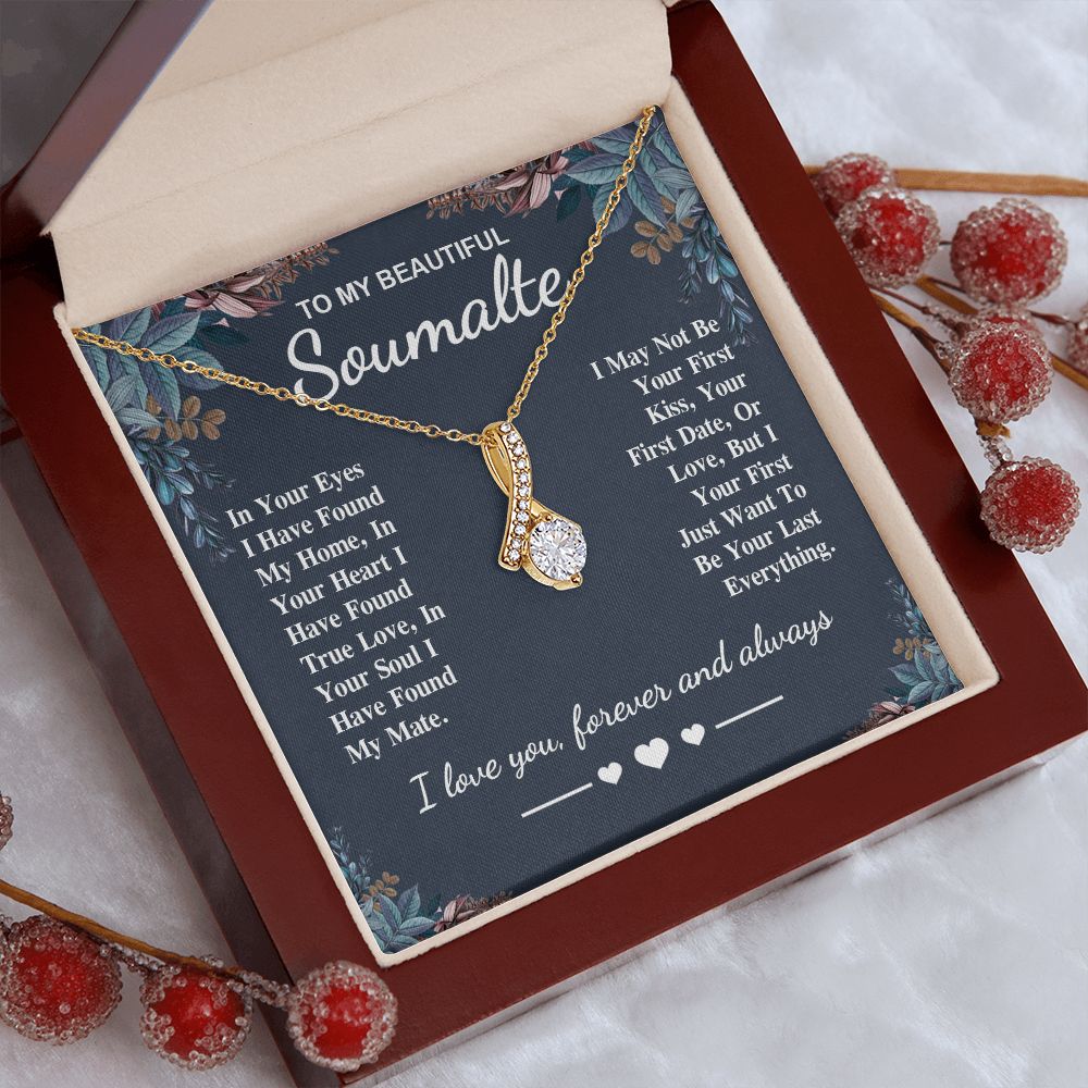 To My Beautiful Soulmate Necklace Gift, Soulmate for Wife Valentine Gifts from Husband, Birthday for Women, Soulmate Gifts, Message Card and Necklace Gifts Box Gift Box Styles on Birthday, Wedding, Anniversary, Valentine Allruing Necklace