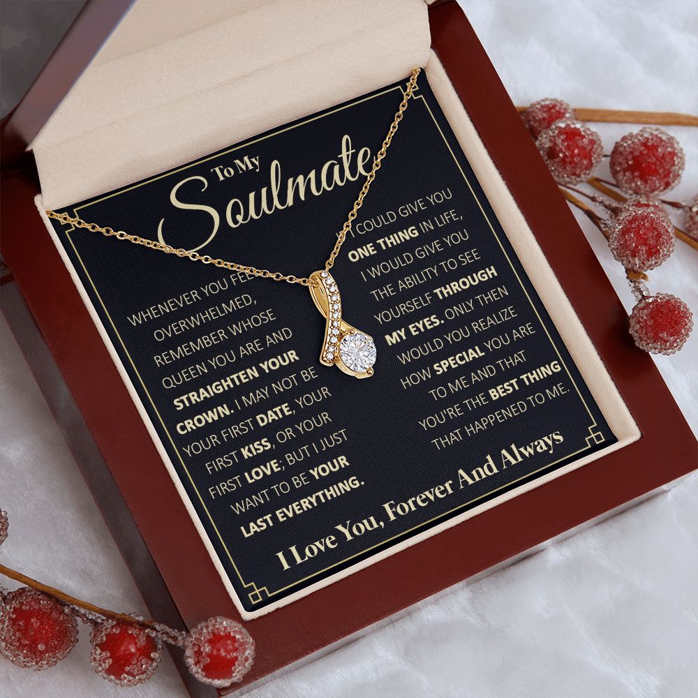 Couples Gifts, To My Beautiful Soulmate Necklace From Husband, Necklace For Wife From Husband, Wife Wedding From Husband, To My Wife, Necklace Custom Name Message Card and Gift Box Styles on Birthday, Christmas, Wedding, Anniversary Allruing Necklace
