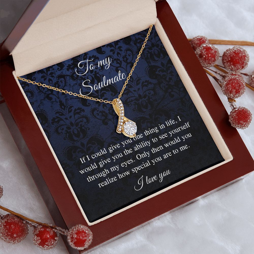 Couples Gifts Necklace To My Soulmate Necklace, Necklace Gifts For Wife From Husband Jewelry Romantic Gifts For My Wife Necklace Custom Name Message Card and Gift Box Styles on Birthday, Christmas, Wedding, Anniversary, Valentine Allruing Necklace