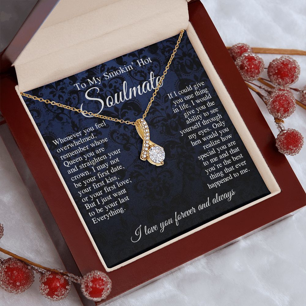 To My Smokin Hot Soulmate Necklace, Valentine Anniversary Jewelry Gift for Women, Anniversary Gifts For Wife From Husband To My Wife Necklace Message Card and Necklace Gift Box Gift Box Styles on Birthday, Wedding, Anniversary, Valentine Allruing Necklace