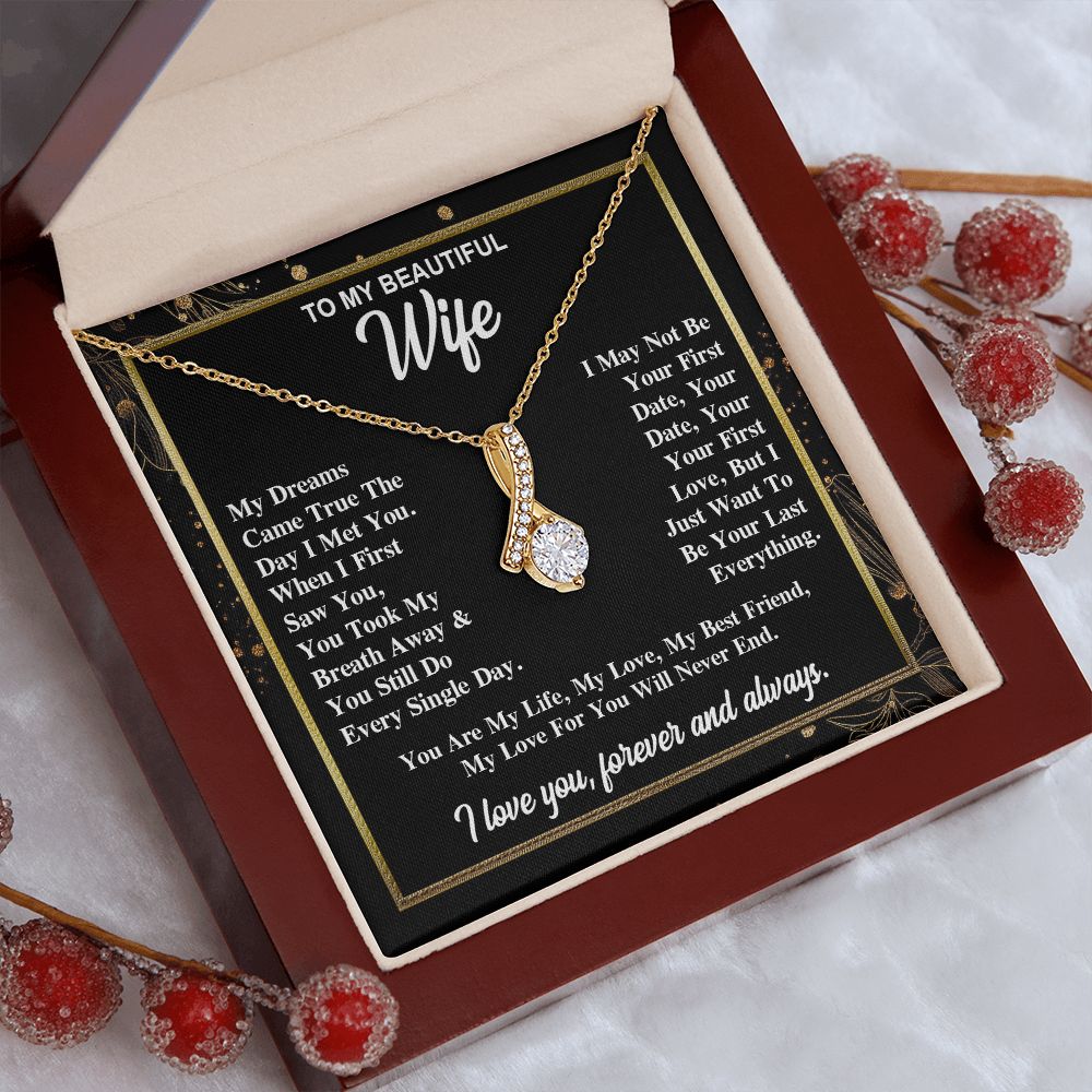 To My Wife Necklace Gift for Her, Soulmate Necklace, Necklaces for Wife from Husband, Birthday To My Wife Necklace, Soulmate Gifts, Necklace Message Card and Gift Box Styles on Birthday, Wedding, Anniversary, Valentine Allruing Necklace