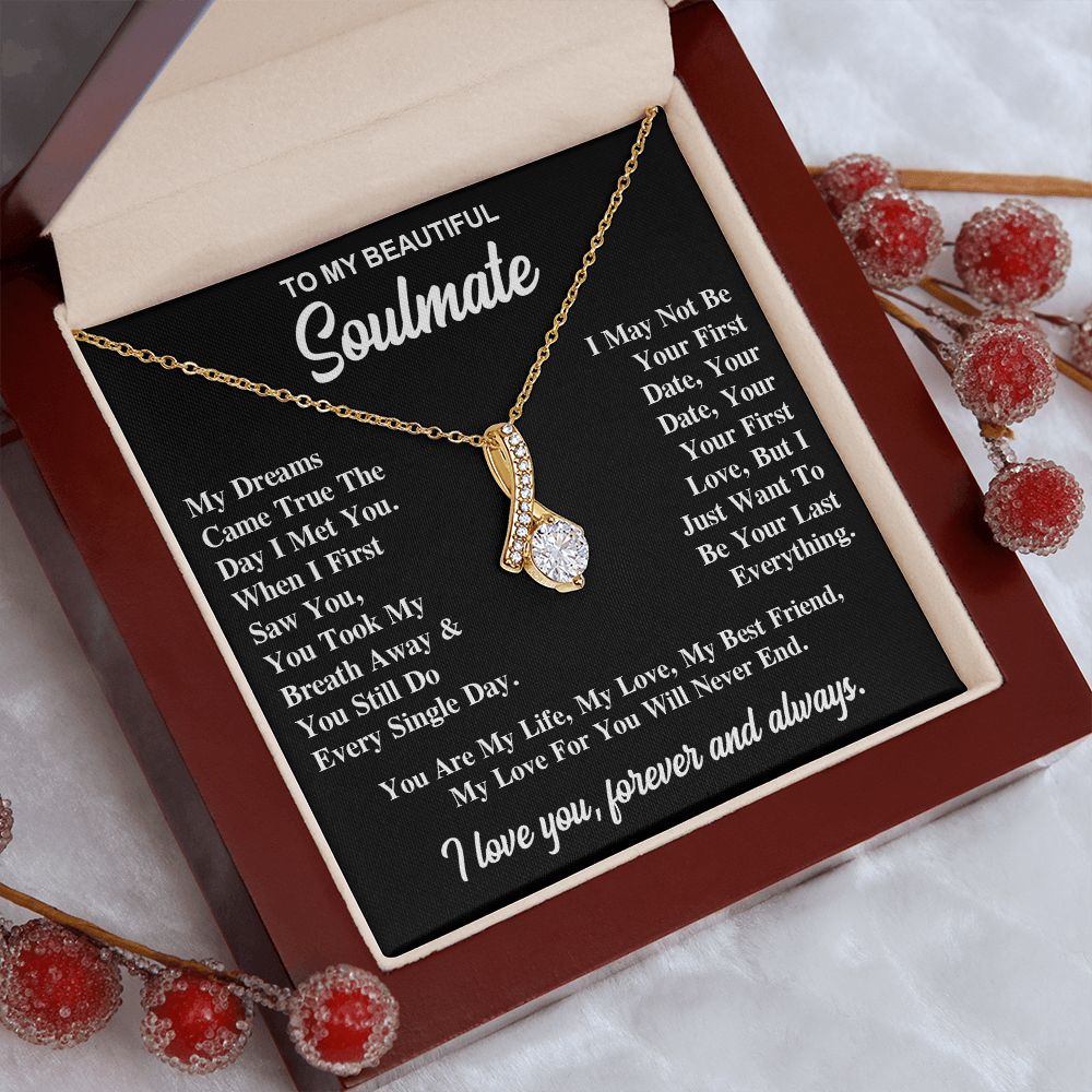 To My Soulmate Necklace Gift for Her, Soulmate Jewelry, Necklaces for Wife from Husband, Anniversary, To My Wife Necklace, Soulmate Gifts, Necklace Message Card and Gift Box Styles on Birthday, Wedding, Anniversary, Valentine Allruing Necklace