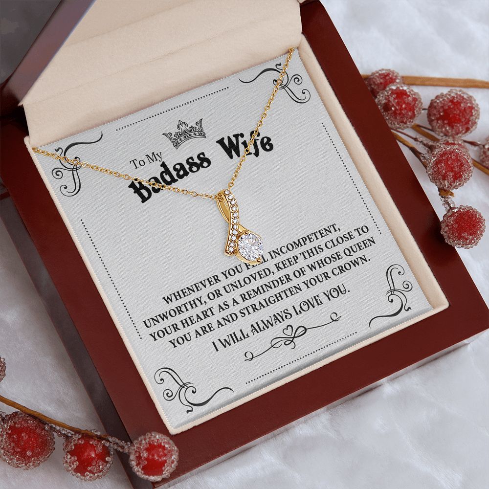 Personalized Valentine Gift For Badass Wife, To My Wife Necklace For Women, Soulmate Necklace, To My Wife Necklace From Husband, Necklace Custom Name Message Card and Gift Box Styles on Birthday, Christmas, Wedding, Anniversary Allruing Necklace