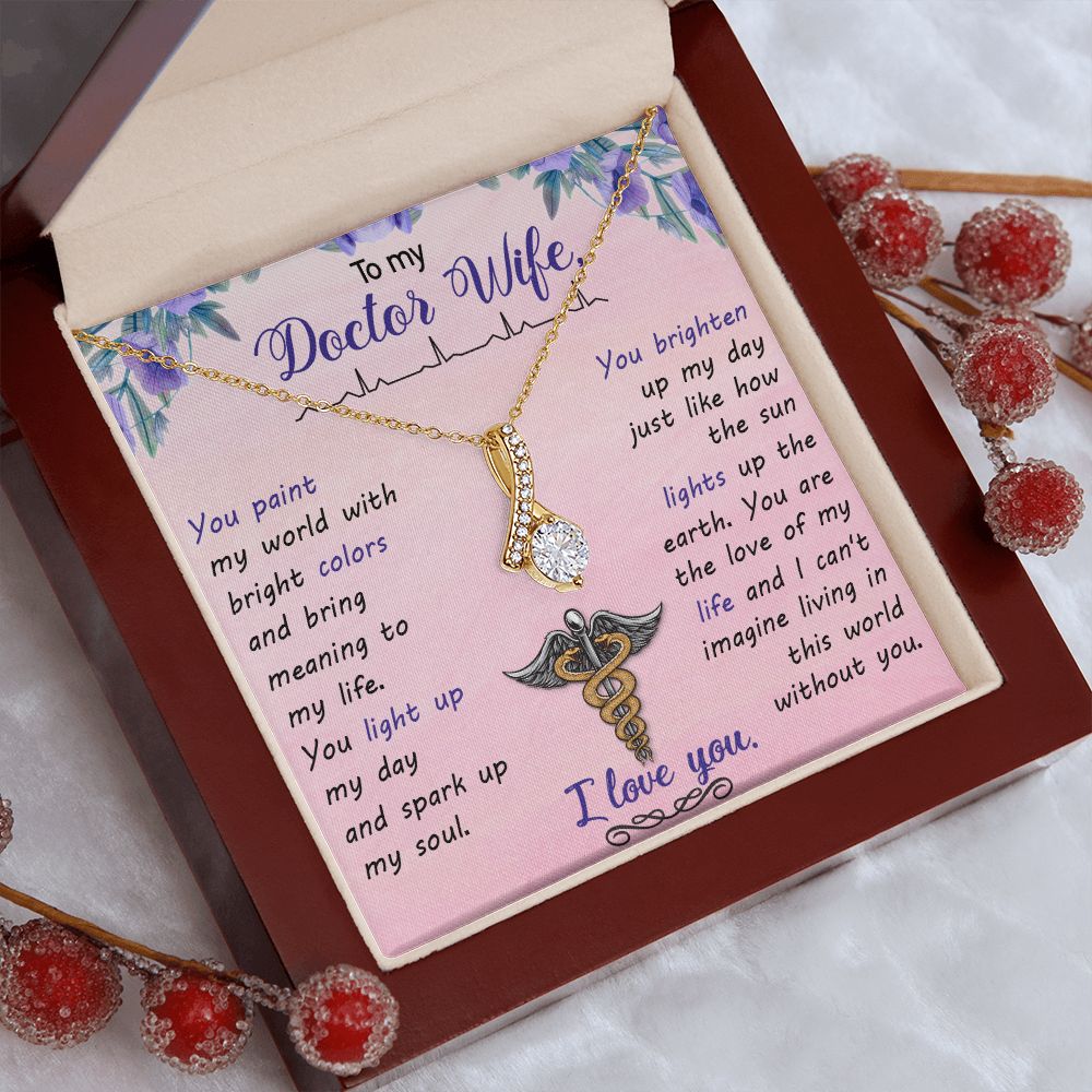 Couples Gifts, Doctor Wife Girlfriend Necklace Gifts From Husband, Wedding Anniversary Jewelry For Wife From Husband, Wife Birthday From Husband, To My Beautiful Wife Girlfriend Message Card and Gift Box styles On Birthday, Christmas, Anniversary  Allruin