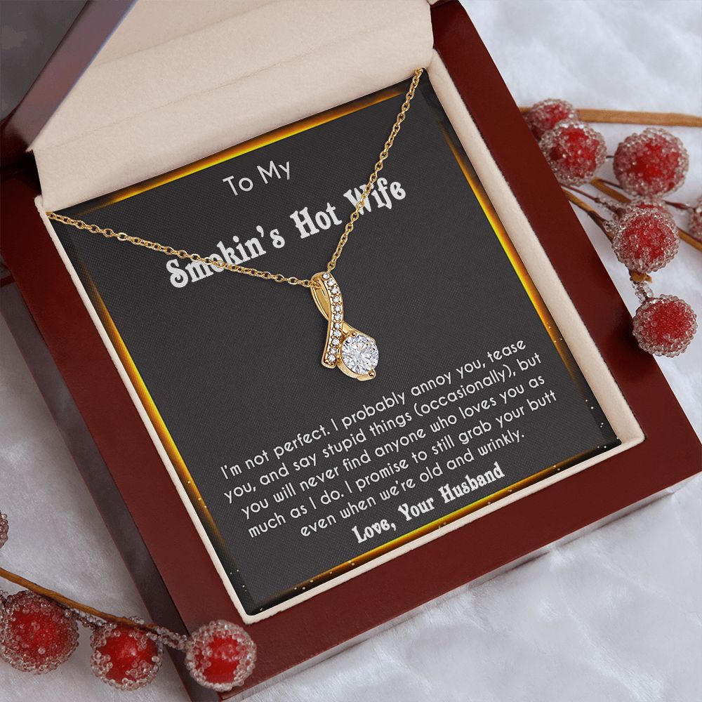to My Smokin Hot Wife Necklace Future Wife Gifts, Promise Necklace For Her, Fiance Gifts For Her, Valentine Birthday Gifts For Future Wife With Message Card Box LED, Soulmate Necklace For Women, To My Wife Necklace Allruing Necklace