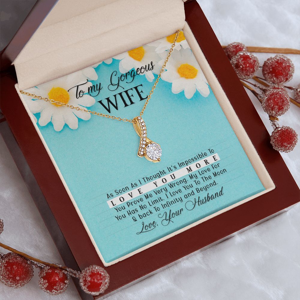 To My Gorgeous Wife Every Passing Second Gift Wife From Husband, Jewelry For Women, Jewelry For Wife, Love Knot Meaningful Necklace Message Card and Gift Box Styles on Birthday, Christmas, Anniversary Allruing Necklace