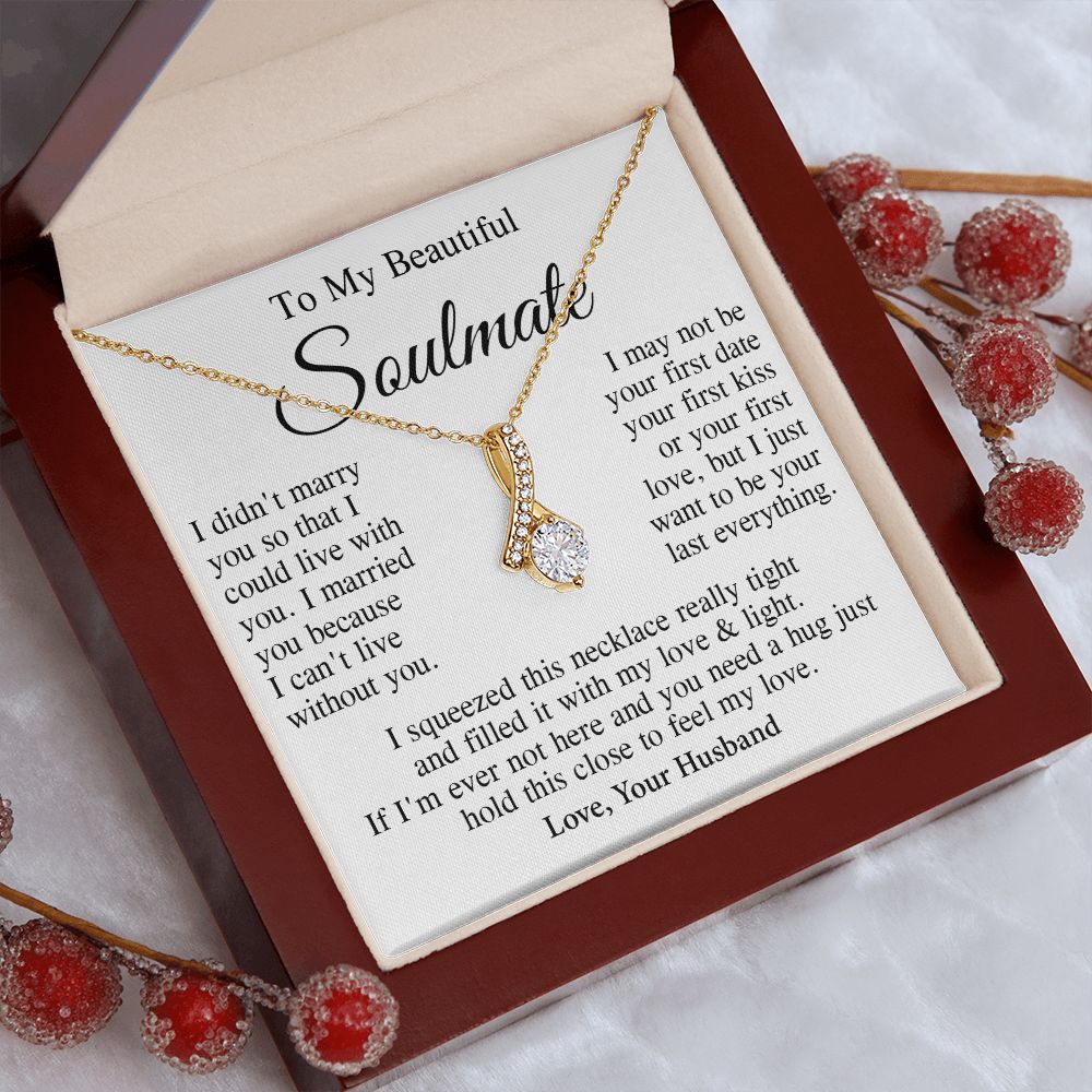 Soulmate Necklace Gift From Husband, Wedding Anniversary Romantic Gifts for Wife from Husband, Soulmate Birthday Gifts Message Card and Necklace Gifts Box Gift Box Styles on Birthday, Wedding, Anniversary, Valentine Allruing Necklace