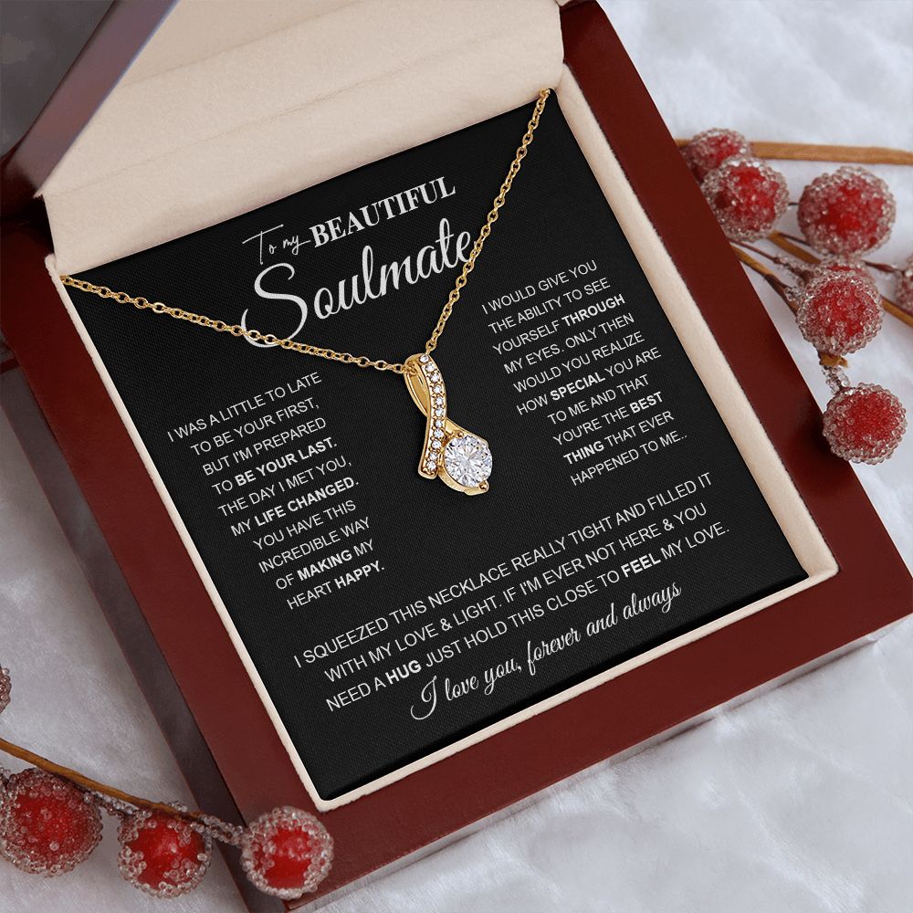 to My Beautiful Soulmate Necklace Future Wife Gifts, Promise Necklace For Her, Fiance Gifts For Her, Wedding Valentine Gifts For Future Wife With Message Card Box LED, Soulmate Necklace For Women, To My Wife Necklace Allruing Necklace