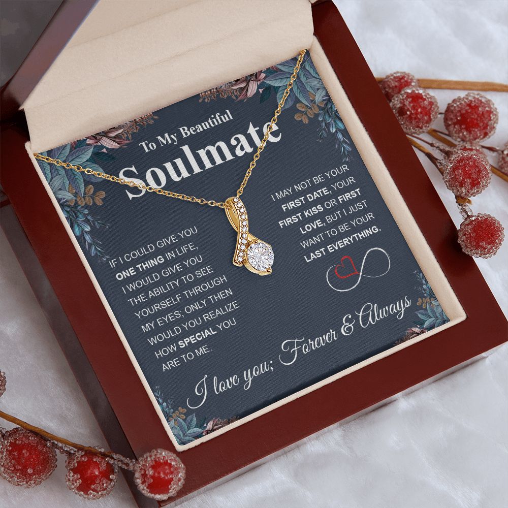 To My Beautiful Soulmate Necklace My Last Everything, Promise Necklace For Her, Fiance Gift For Her, Wedding Gifts For Future Wife With Message Card Box LED, Soulmate Necklace For Women, To My Wife Necklace Allruing Necklace