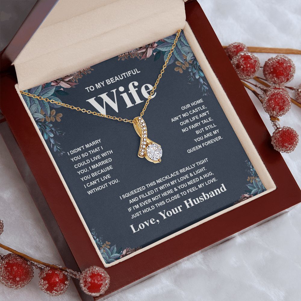 Wife Necklace Gift From Husband To My Badass Wife Valentines Days Anniversary Jewelry with Message Card and Gift Box. Gift for Wife. Necklace Gift Set for Wife Message Card and Necklace Gifts Box Gift Box Styles Allruing Necklace