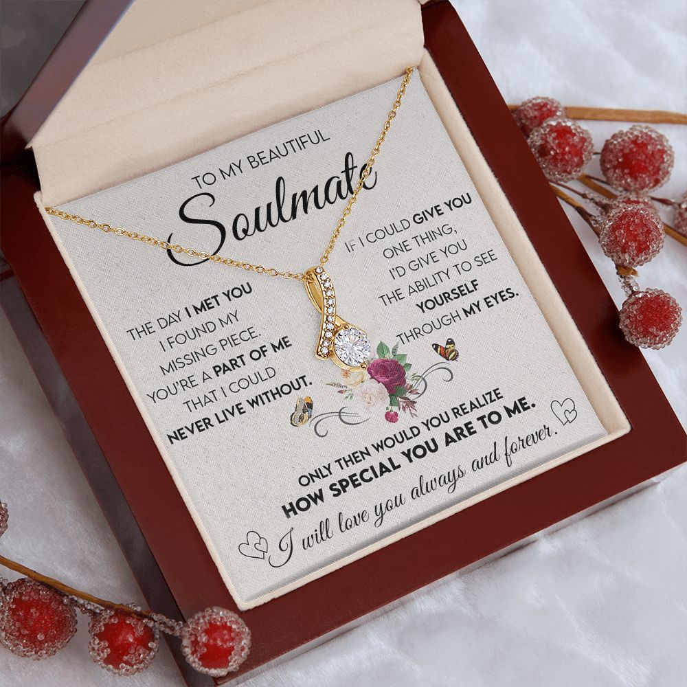 Personalized Valentine Gift For Wife, To My Soulmate Necklace For Women, Soulmate Jewelry, To My Wife Necklace From Husband, Necklace Custom Name Message Card and Gift Box Styles on Birthday, Christmas, Wedding, Anniversary Allruing Necklace
